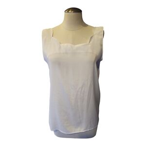 VTG Sara Stephen White Scallop Neck Tank Size M | Classic Sleeveless Knit Top